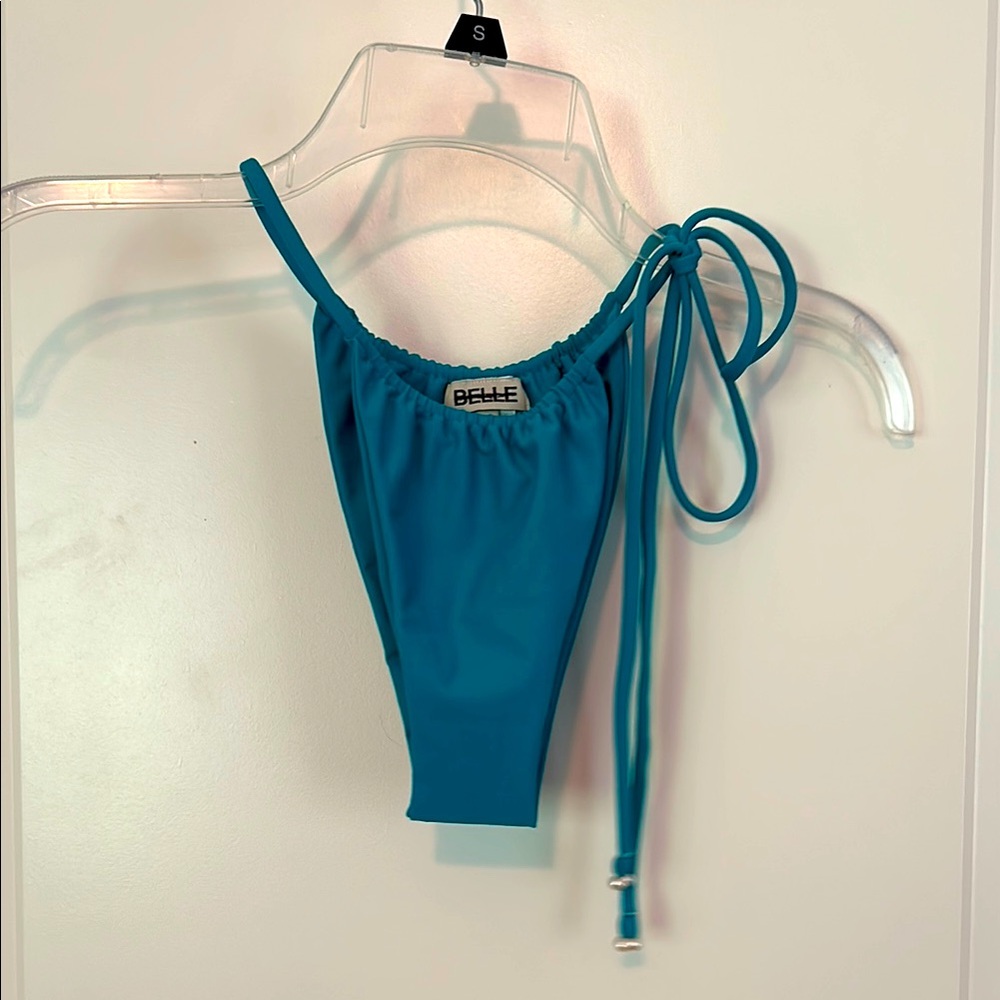 Belle Turquoise Bikini Bottom with Side pearl bow